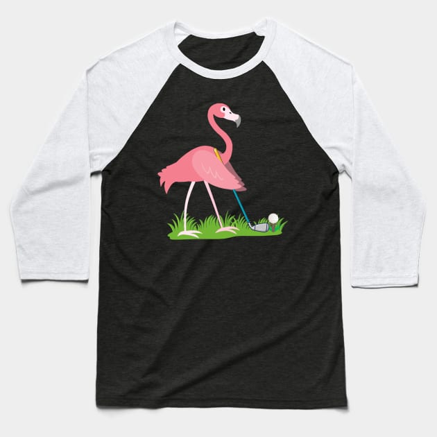 Flamingo Play Golf Pink Flamingo Lover Gift Baseball T-Shirt by finchandrewf